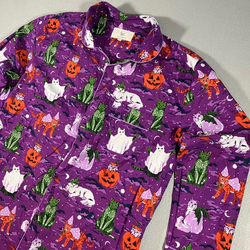Printfresh Halloween Cats Organic Cotton Pajama Set Purple Tall Large Eco-Friend